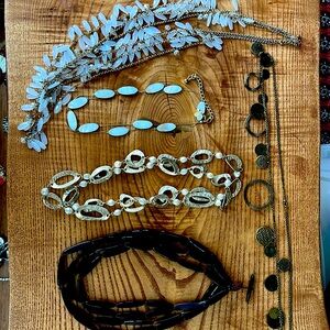 Five long necklaces, all different